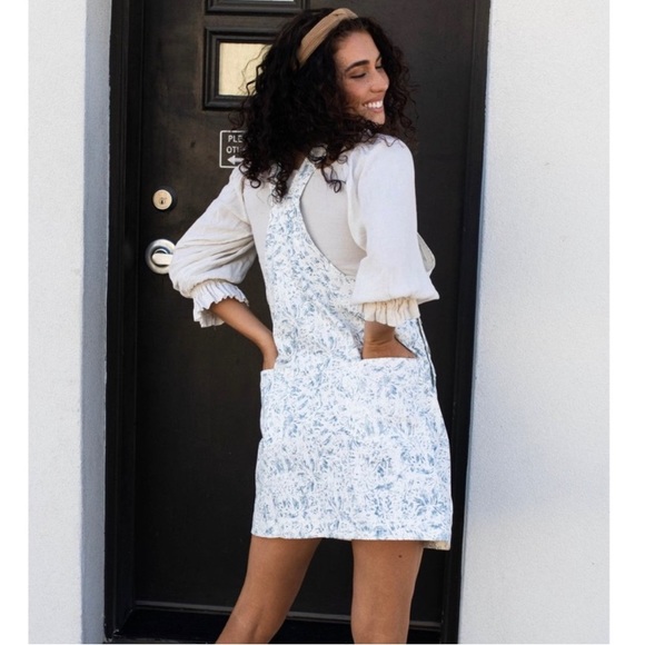 Acid Wash Floral Overall Dress- Size Small - Picture 4 of 10